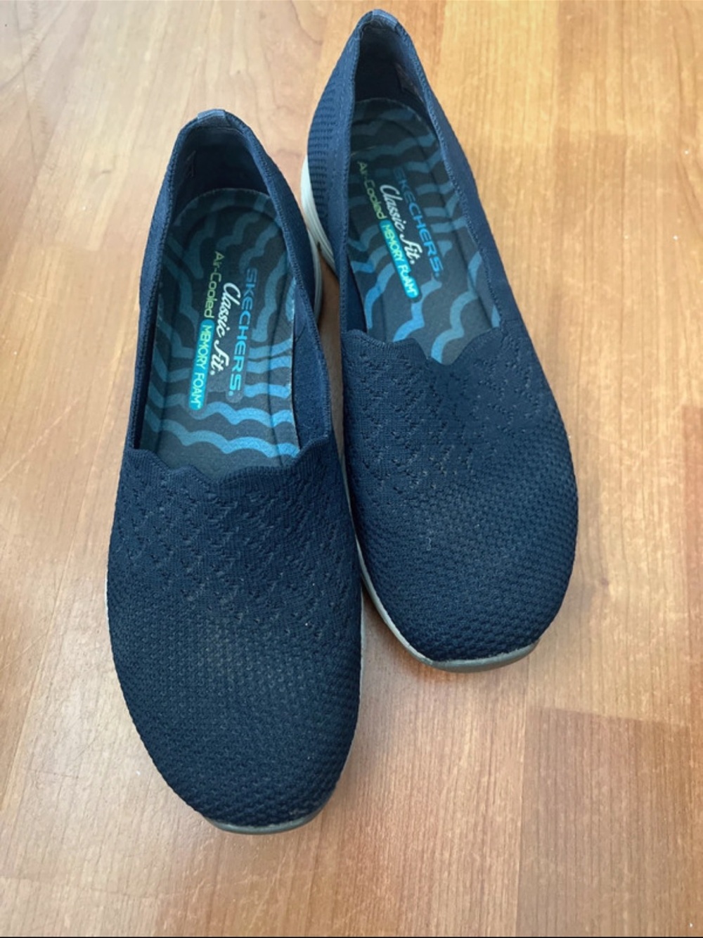 Skechers Navy Blue Knit Slip-On Flats